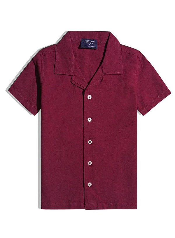 Brick Red Kids Linen Shirt - Khotwh